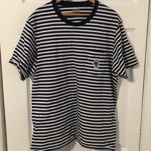 Uniqlo Navy Blue and White Striped Tshirt